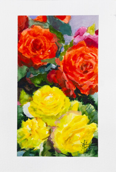 Painting titled ""Roses" - Original…" by Anna Ivanova, Original Artwork, Watercolor