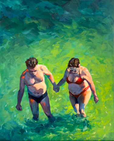 Painting titled ""Swimmers" - Origin…" by Anna Ivanova, Original Artwork, Acrylic