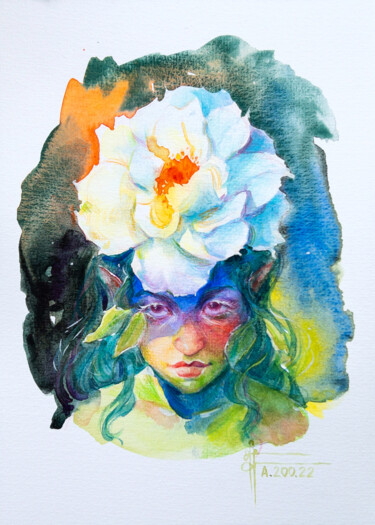 Картина под названием ""Rosehip" - Origina…" - Anna Ivanova, Подлинное произведение искусства, Акварель