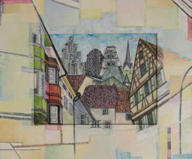 Collages intitolato "Città sfumante" da Anna Musi, Opera d'arte originale, Ritagli