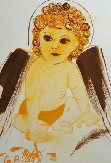 Drawing titled "Orange Angel for no…" by Anna Gogoleva, Original Artwork, Other