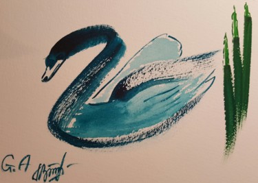 Drawing titled "Nice swan" by Anna Gogoleva, Original Artwork, Other