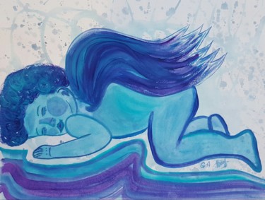 Картина под названием "Angel Sleep" - Anna Gogoleva, Подлинное произведение искусства, Акварель