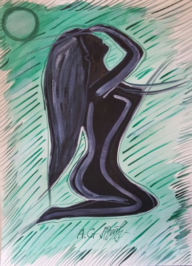 Painting titled "Ghost woman" by Anna Gogoleva, Original Artwork, Watercolor