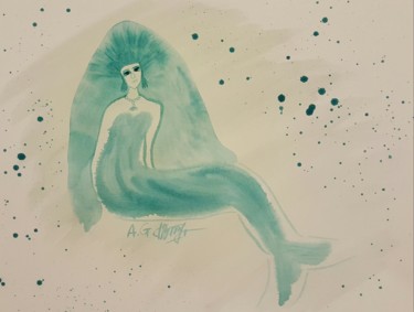 Painting titled "Queen of the seas" by Anna Gogoleva, Original Artwork, Watercolor