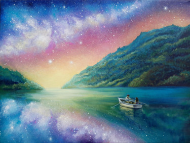 Painting titled "Over the horizon" by Anna Steshenko, Original Artwork, Acrylic