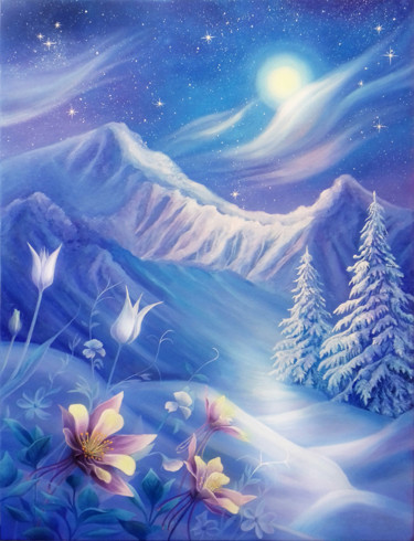 Schilderij getiteld "Winter miracle" door Anna Steshenko, Origineel Kunstwerk, Acryl