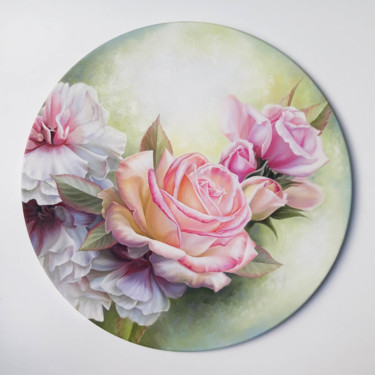 Painting titled "Melody of roses" by Anna Steshenko, Original Artwork, Oil