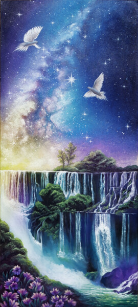Painting titled "Valley of the stars" by Anna Steshenko, Original Artwork, Acrylic Mounted on Wood Stretcher frame