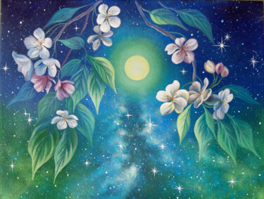 "Starry night" başlıklı Tablo Anna Steshenko tarafından, Orijinal sanat, Akrilik Ahşap Sedye çerçevesi üzerine monte edilmiş