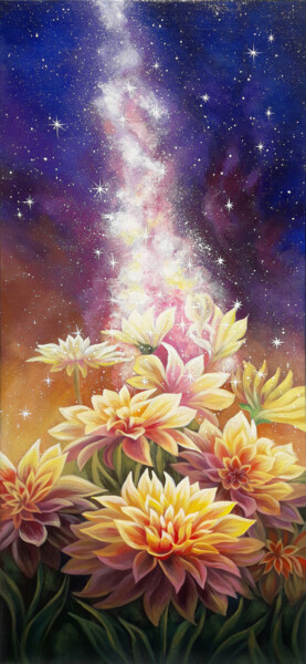 Painting titled "Celestial blessing" by Anna Steshenko, Original Artwork, Acrylic Mounted on Wood Stretcher frame