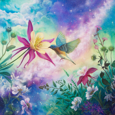 Картина под названием "Blossoming of life" - Anna Steshenko, Подлинное произведение искусства, Акрил Установлен на Деревянна…