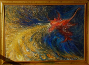 Peinture intitulée "Oiseu de feu" par Anna Iourenkova, Œuvre d'art originale, Huile