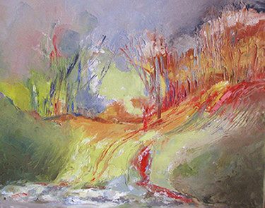 Malarstwo zatytułowany „Płonący las” autorstwa Anna Wąsikiewicz, Oryginalna praca, Olej