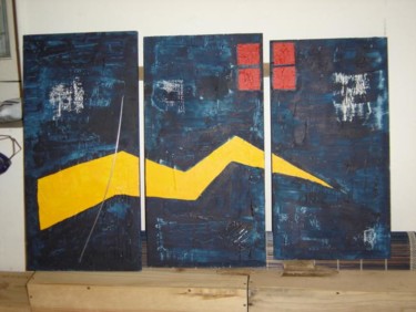 Peinture intitulée "3 éclairs" par Anne Baumer, Œuvre d'art originale, Huile