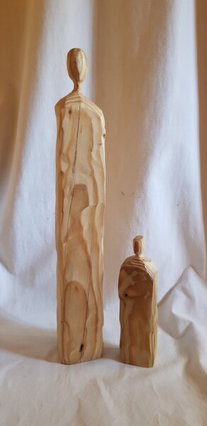 Skulptur mit dem Titel "La mère et l'enfant" von Annbo, Original-Kunstwerk, Holz