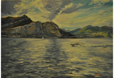 Картина под названием "Lake of Como 1 - Оз…" - Anna Bogomolova, Подлинное произведение искусства, Масло