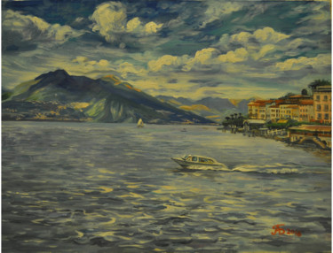 Painting titled "Lake of Como 2 - Оз…" by Anna Bogomolova, Original Artwork, Oil