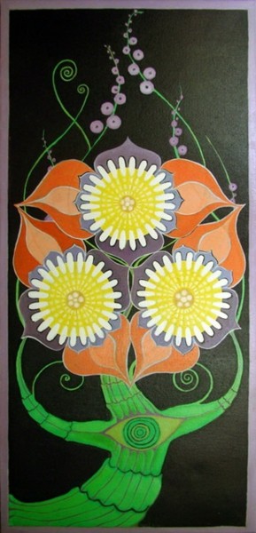 Картина под названием "Flowers" - Anni Boreiko, Подлинное произведение искусства, Масло