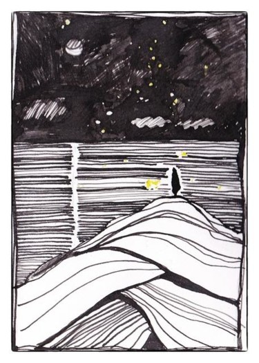 Drawing titled "moon night" by Anni Boreiko, Original Artwork, Other