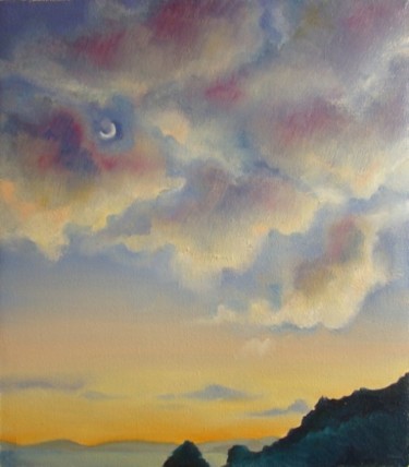 Картина под названием "Mega Sunset" - Anni Boreiko, Подлинное произведение искусства, Масло