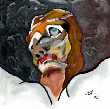 Painting titled "Mon Dieu !" by Anne Anh-Dào, Original Artwork, Watercolor