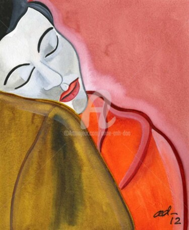 Peinture intitulée "La douce amoureuse…" par Anne Anh-Dào, Œuvre d'art originale, Autre