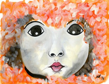 Peinture intitulée "BEBE CLOWN" par Anne Anh-Dào, Œuvre d'art originale, Aquarelle