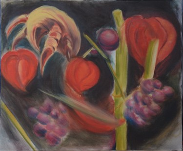 Peinture intitulée "Acarien et plantes" par Anne B, Œuvre d'art originale