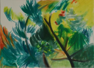 Peinture intitulée "Dans le jardin" par Anne B, Œuvre d'art originale