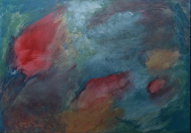 Peinture intitulée "Composition vert ro…" par Anne B, Œuvre d'art originale