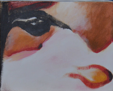 Peinture intitulée "oeil noir rouge ocre" par Anne B, Œuvre d'art originale
