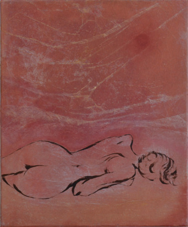 Peinture intitulée "Femme couchée de dos" par Anne B, Œuvre d'art originale