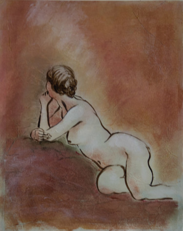 Painting titled "Femme alanguie" by Anne B, Original Artwork