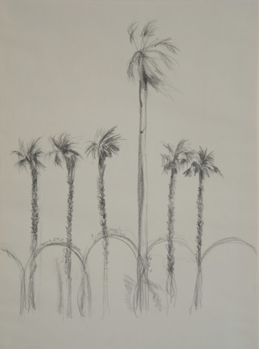 Peinture intitulée "Palmiers" par Anne B, Œuvre d'art originale