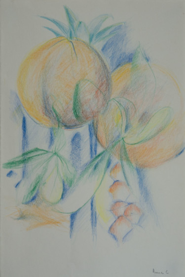 Painting titled "Fruits et plante" by Anne B, Original Artwork