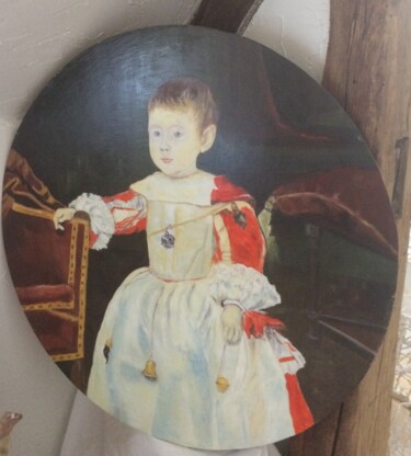 Painting titled "Le petit PHILIPPE" by Anne Basch, Original Artwork, Oil Mounted on Wood Panel