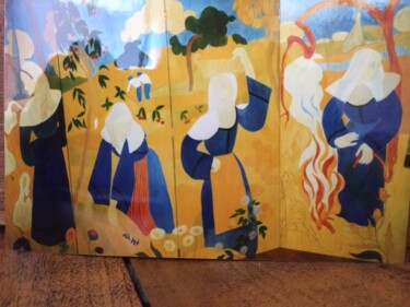 Картина под названием "Les quatre saisons" - Anne Basch, Подлинное произведение искусства, Масло Установлен на Деревянная па…