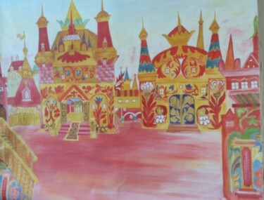 Картина под названием "Chateau de princesse" - Anne Basch, Подлинное произведение искусства, Масло Установлен на Деревянная…