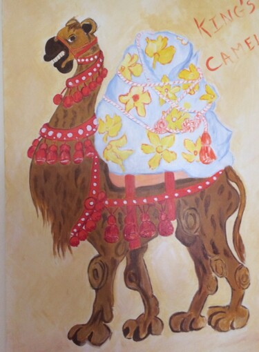 Peinture intitulée "Le chameau" par Anne Basch, Œuvre d'art originale, Huile Monté sur Châssis en bois