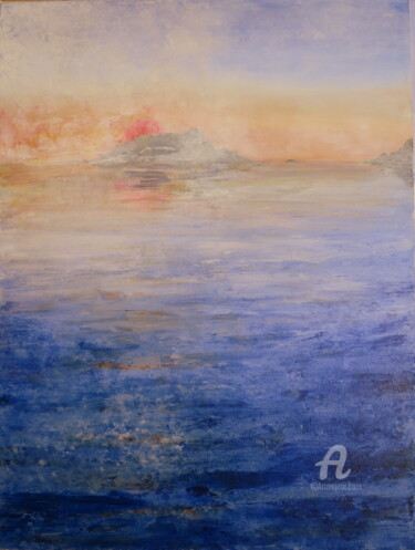 Painting titled "Brume et soleil - S…" by Anne Bidaut, Original Artwork, Acrylic Mounted on Wood Stretcher frame
