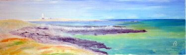 Painting titled "Turquoise Glénan -…" by Anne Bidaut, Original Artwork, Acrylic Mounted on Wood Stretcher frame