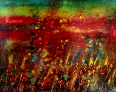 Painting titled "Éclats rouges" by Anne Brigaud, Original Artwork