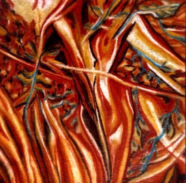 Peinture intitulée "Le tronc au lierre" par Anne Brigaud, Œuvre d'art originale