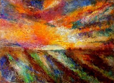 Painting titled "Ciel orange" by Anne Brigaud, Original Artwork