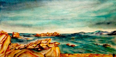 Painting titled "Plage corse" by Anne Brigaud, Original Artwork