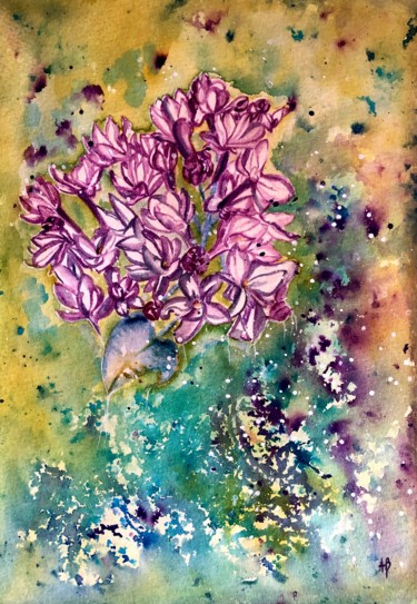 Painting titled "Lilas" by Anne Brigaud, Original Artwork