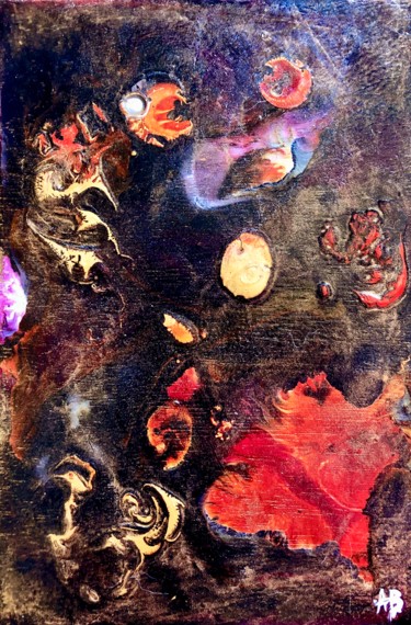 Peinture intitulée "Chute de l’ange rou…" par Anne Brigaud, Œuvre d'art originale