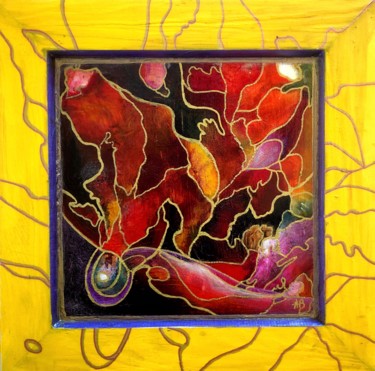 Pintura intitulada "Abstrait rouge" por Anne Brigaud, Obras de arte originais