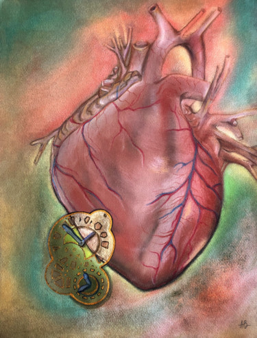 Painting titled "Coeur compté" by Anne Brigaud, Original Artwork, Pastel